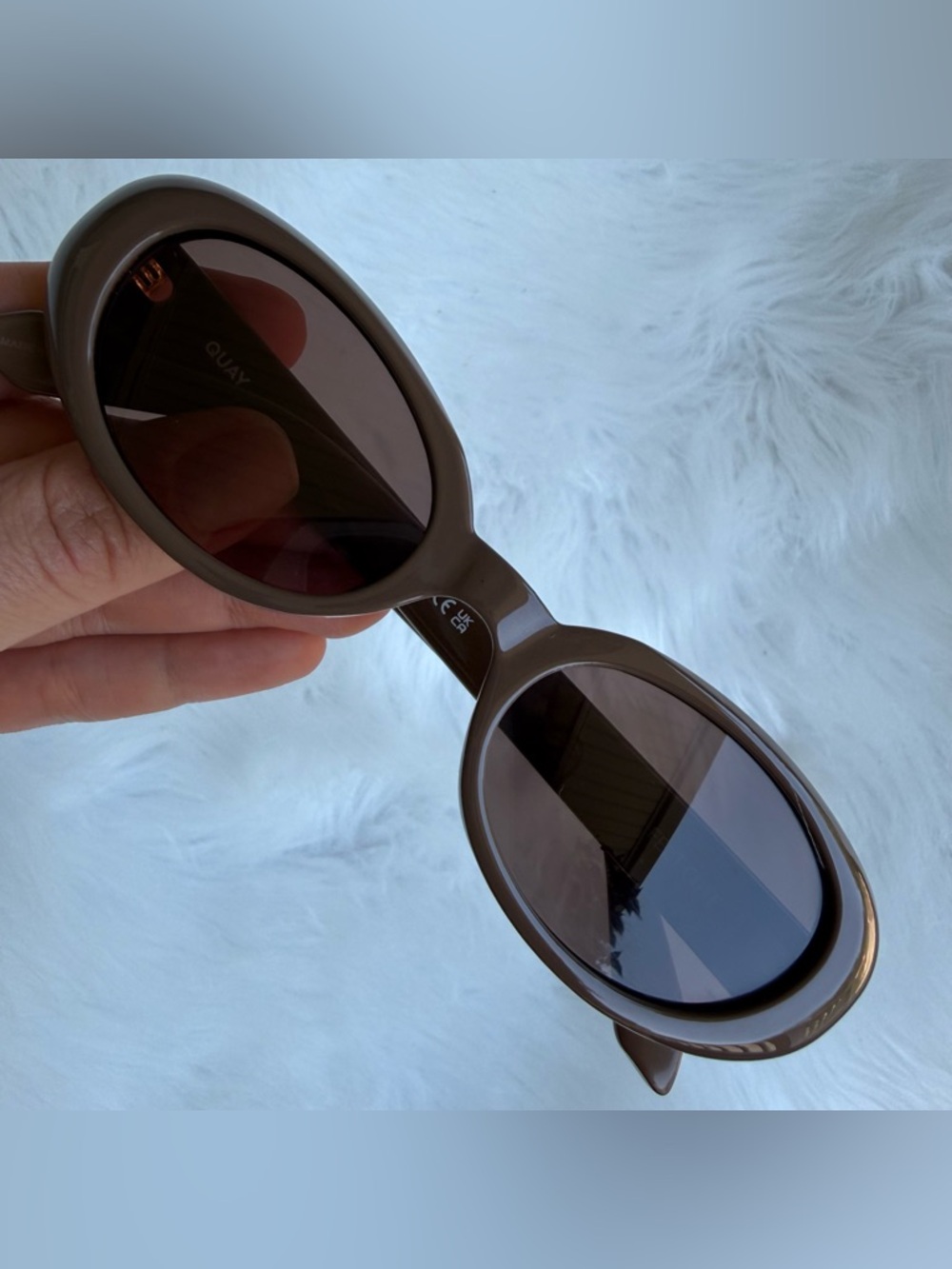 Quay Australia Oval Sunglasses in Dark Brown Frame with Brown Lenses